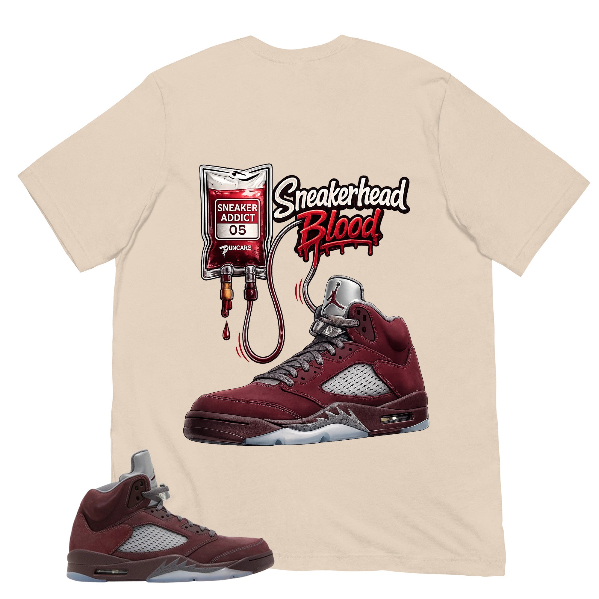 Graphic Tee to Match Air Jordan 5 Burgundy | Sneakerhead Blood Shirt | Zadago