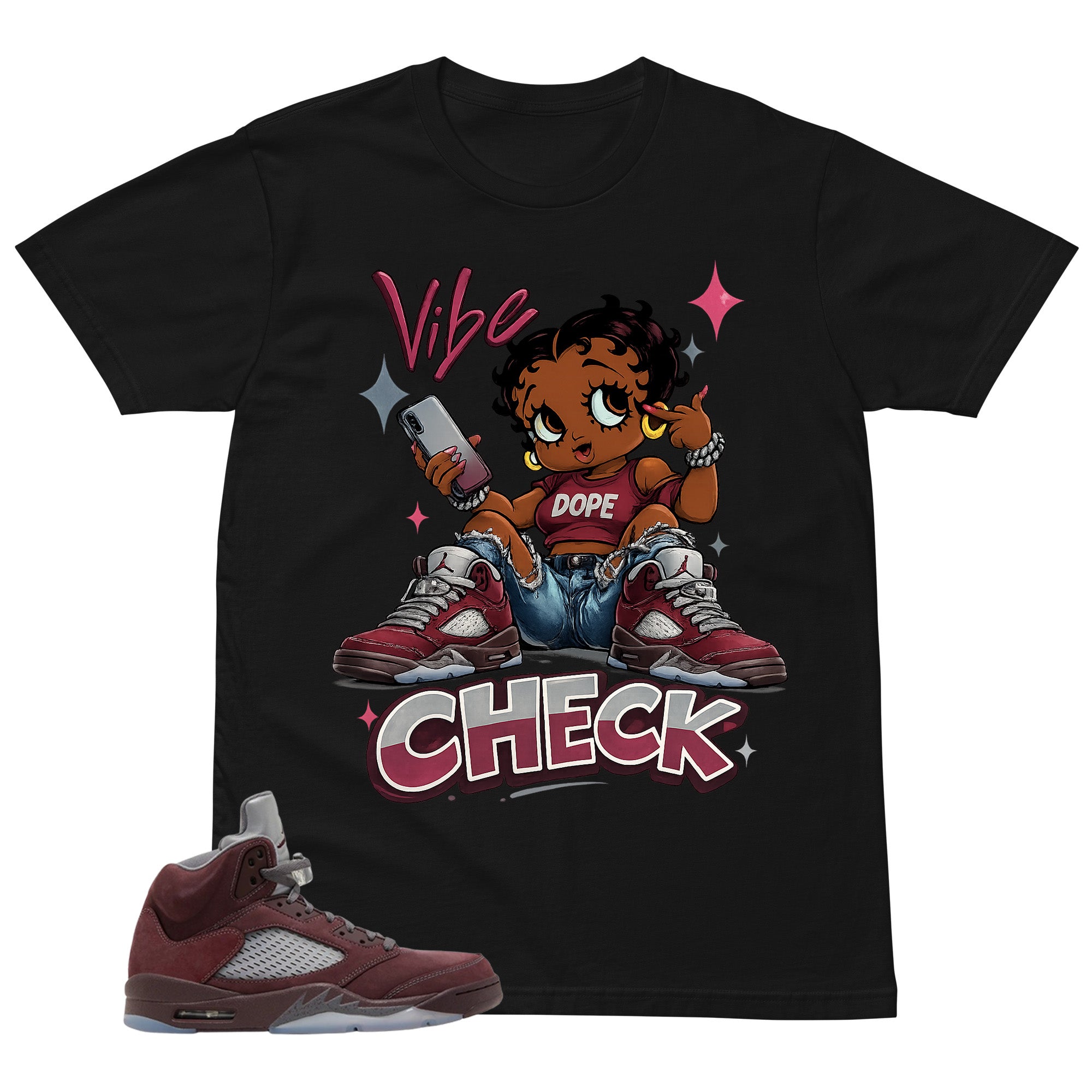 Graphic Tee to Match Air Jordan 5 Burgundy | Vibe Check Shirt | Zadago