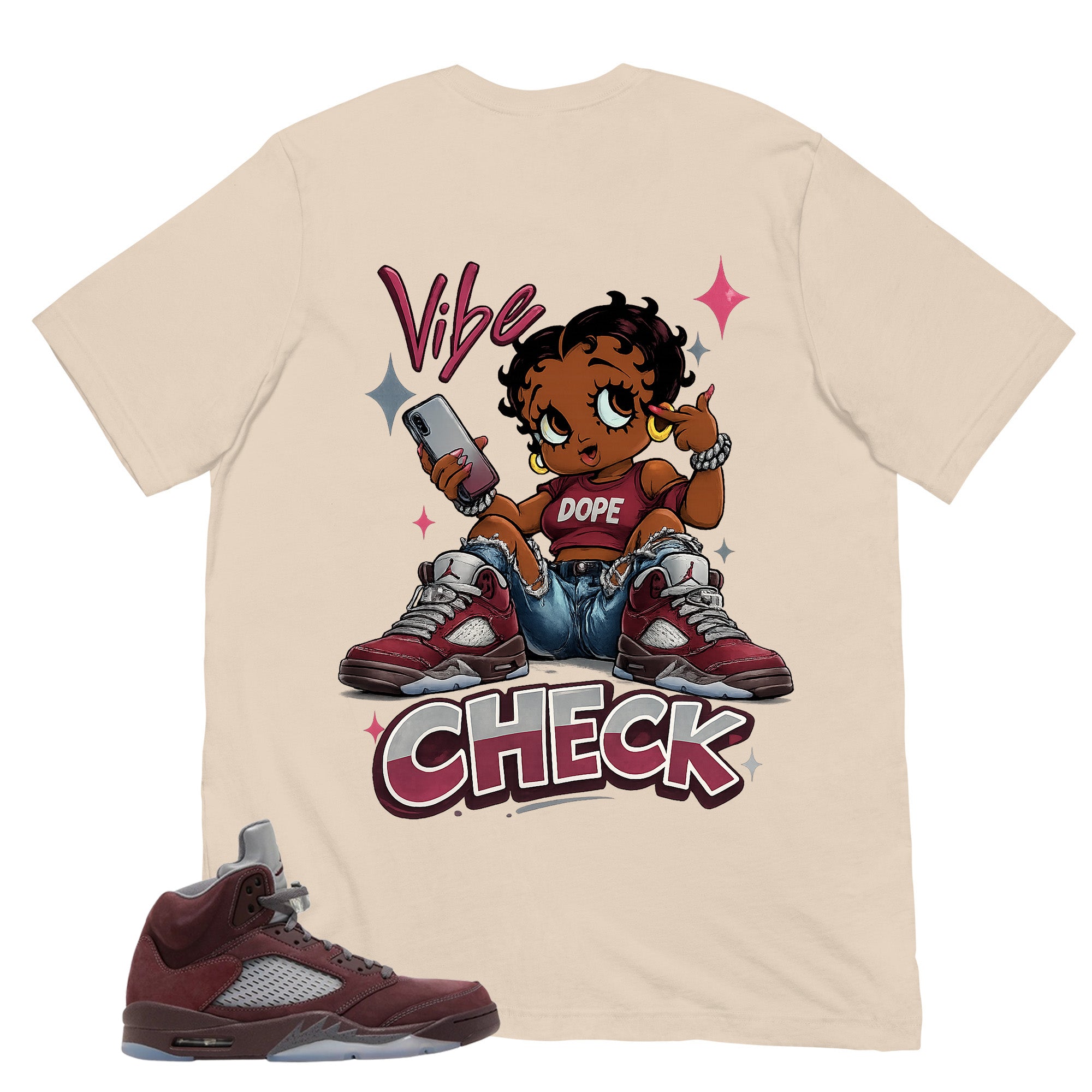 Graphic Tee to Match Air Jordan 5 Burgundy | Vibe Check Shirt | Zadago