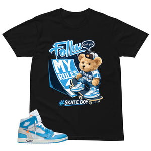 Graphic Tee to Match Air Jordan 1 Off White UNC | Skate Boy Shirt | Zadago