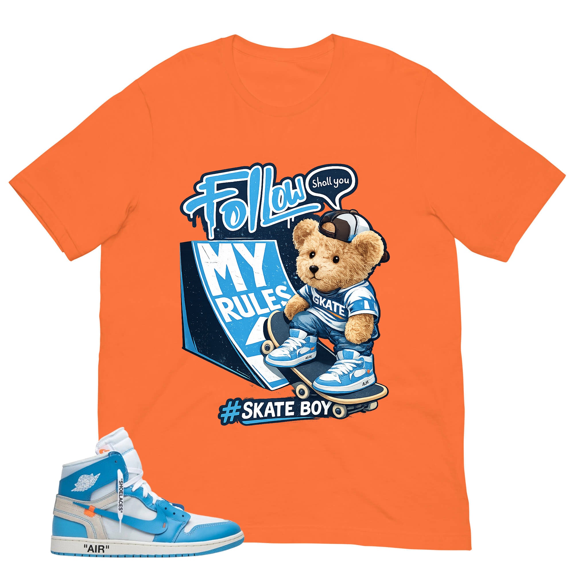 Graphic Tee to Match Air Jordan 1 Off White UNC | Skate Boy Shirt | Zadago
