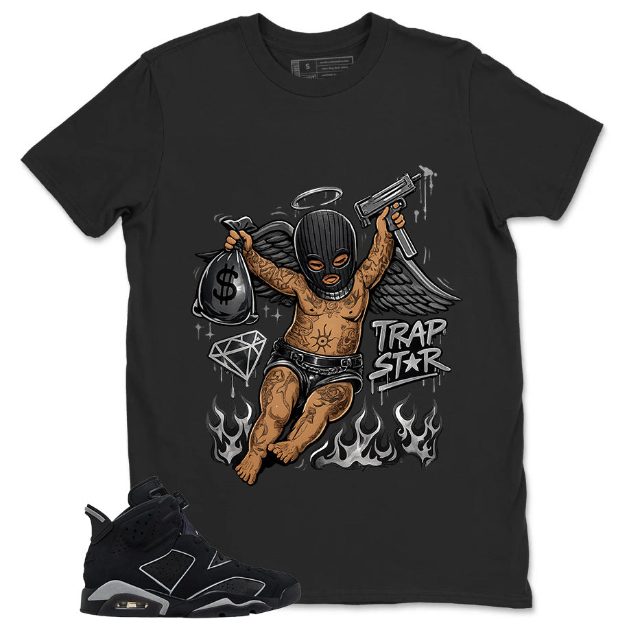 Graphic Tee Trap Star Shirt - to Matching Air Jordan 6 Cap and Gown | Zadago