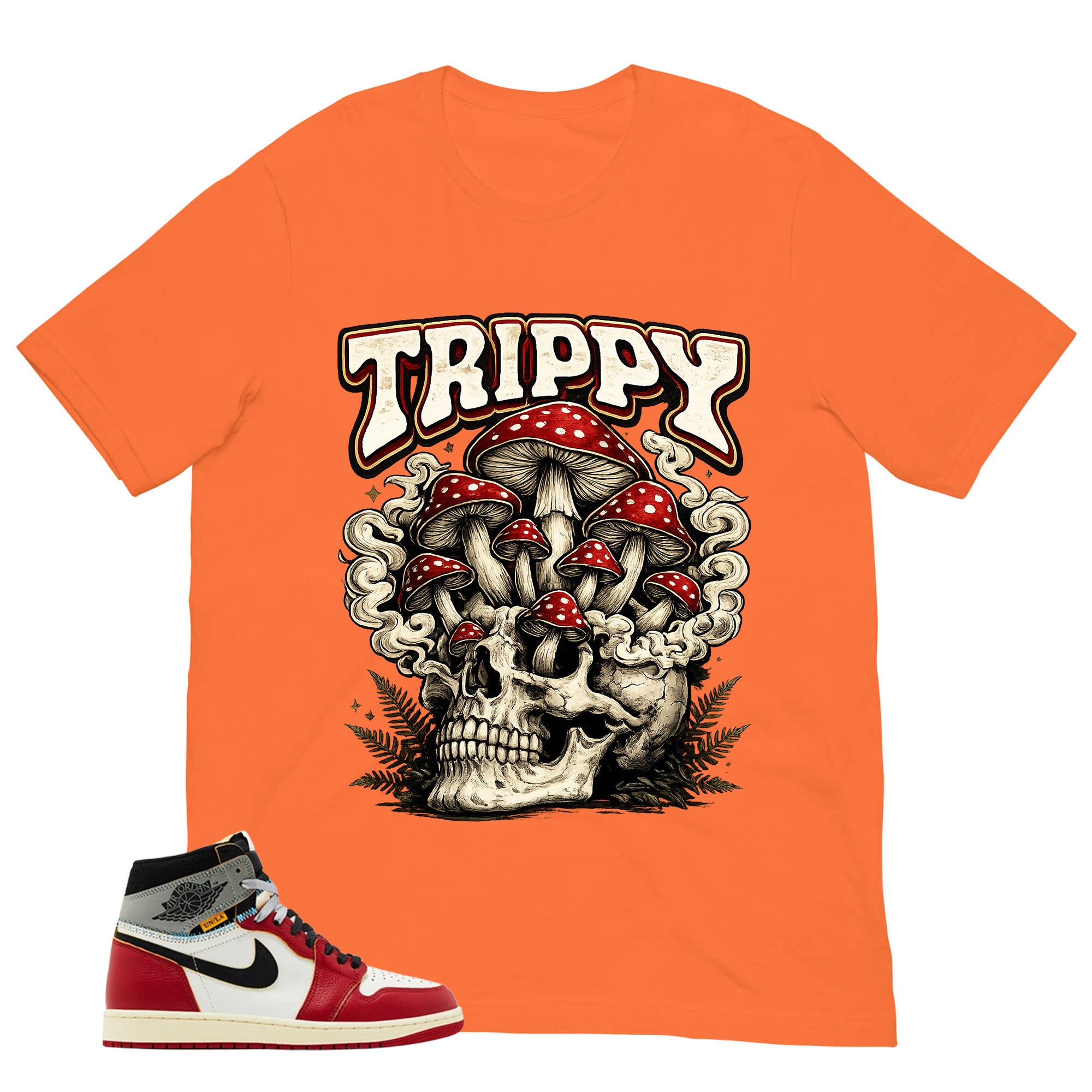 Graphic Tee Trippy Skull | Matching Jordan 1 Union LA Chicago Shadow | Zadago