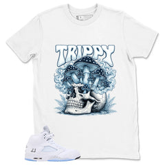 Graphic Tee Trippy Skull Shirt - to Matching Air Jordan 5 White Metallic | Zadago