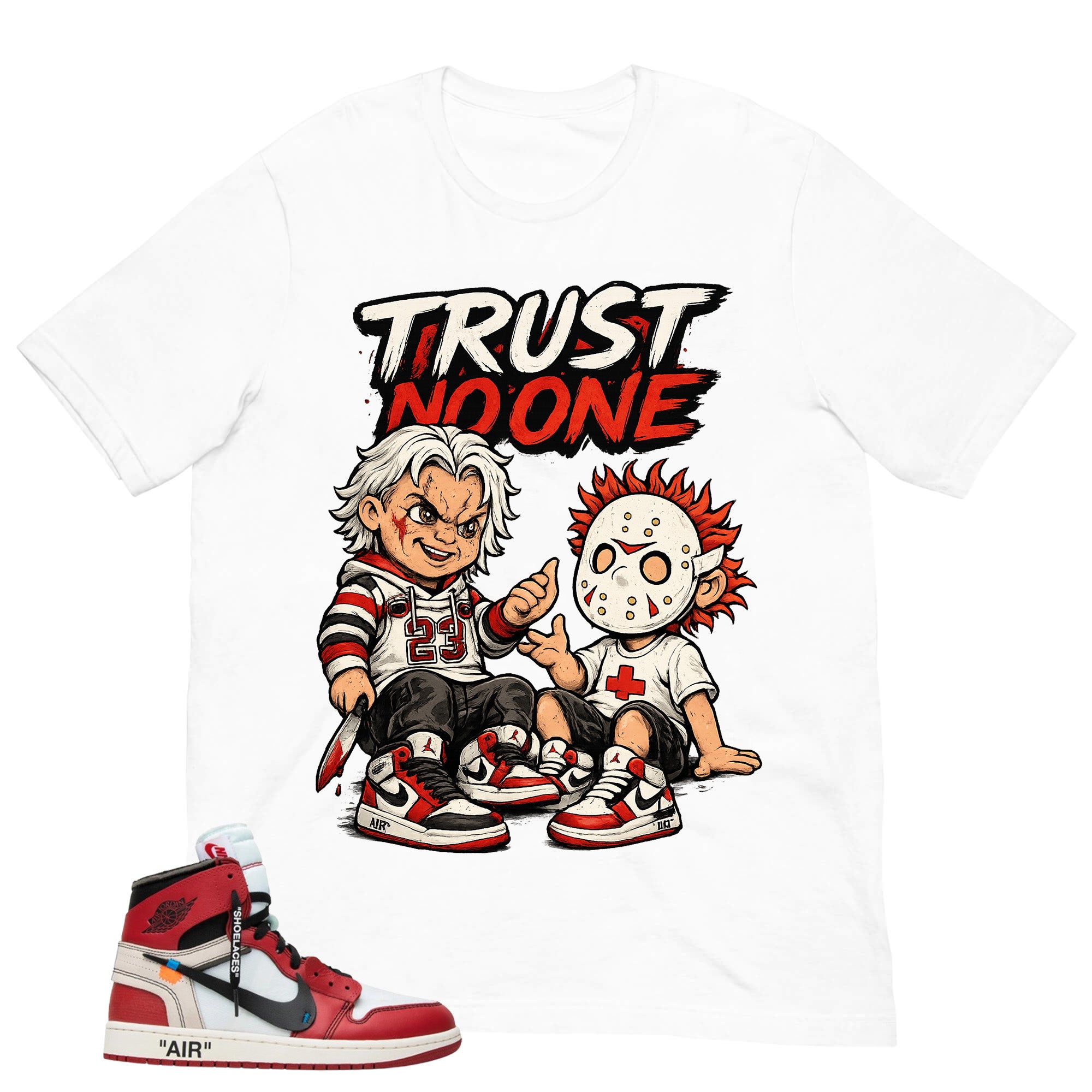 Graphic Tee Trust No One | Matching  Off-White x Air Jordan 1 Chicago | Zadago