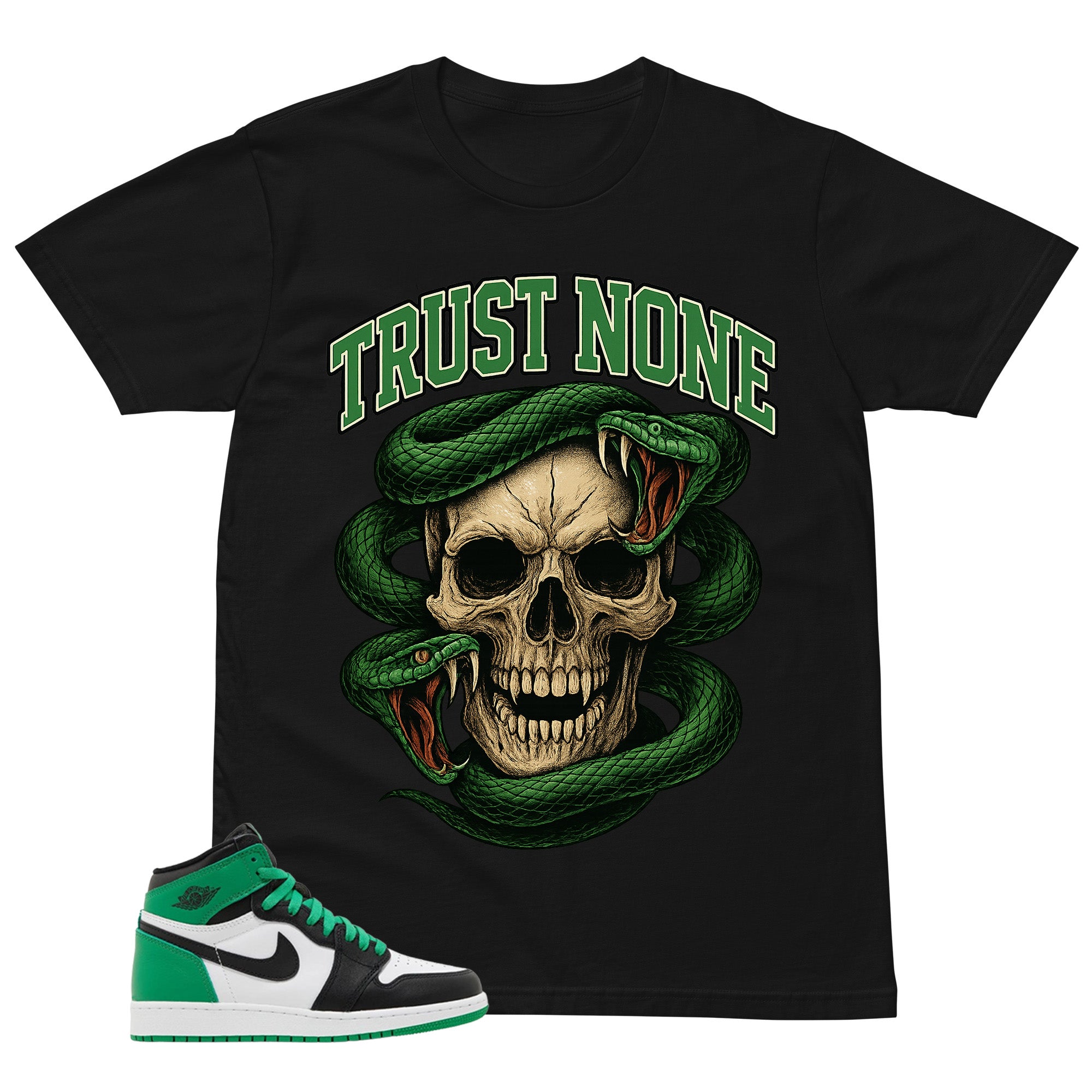 Graphic Tee Trust None Shirt - to Matching Air Jordan 1 Lucky Green | Zadago