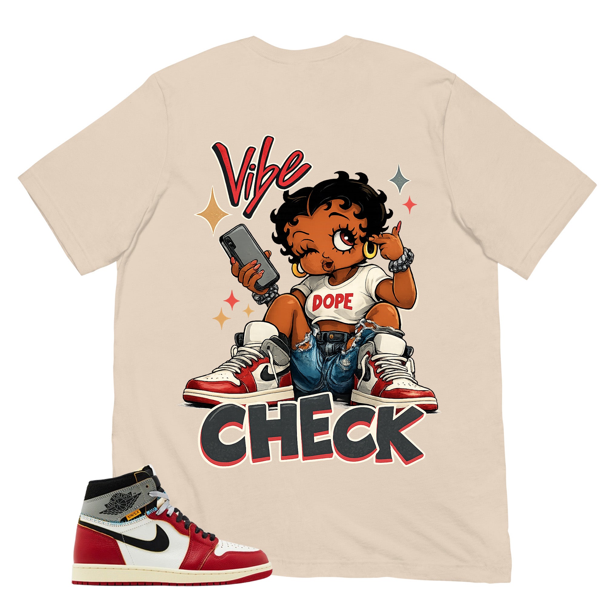 Graphic Tee Vibe Check | Matching Jordan 1 Union LA Chicago Shadow | Zadago