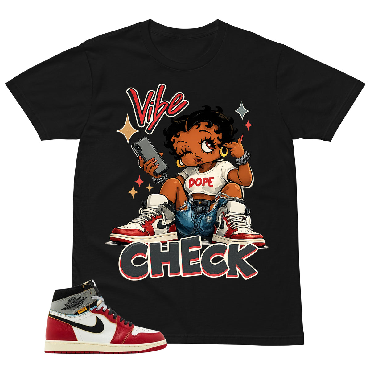 Graphic Tee Vibe Check | Matching Jordan 1 Union LA Chicago Shadow | Zadago