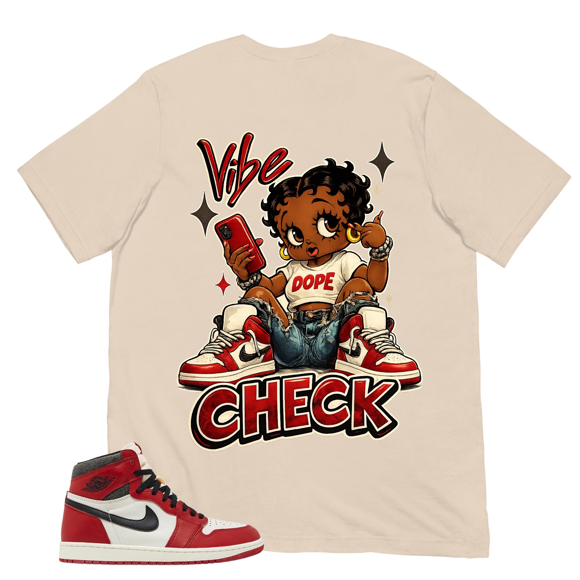Graphic Tee Vibe Check Shirt - to Matching Air Jordan 1 Chicago Lost & Found | Zadago