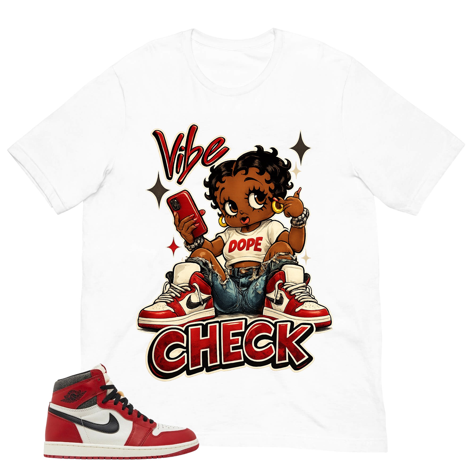 Graphic Tee Vibe Check Shirt - to Matching Air Jordan 1 Chicago Lost & Found | Zadago