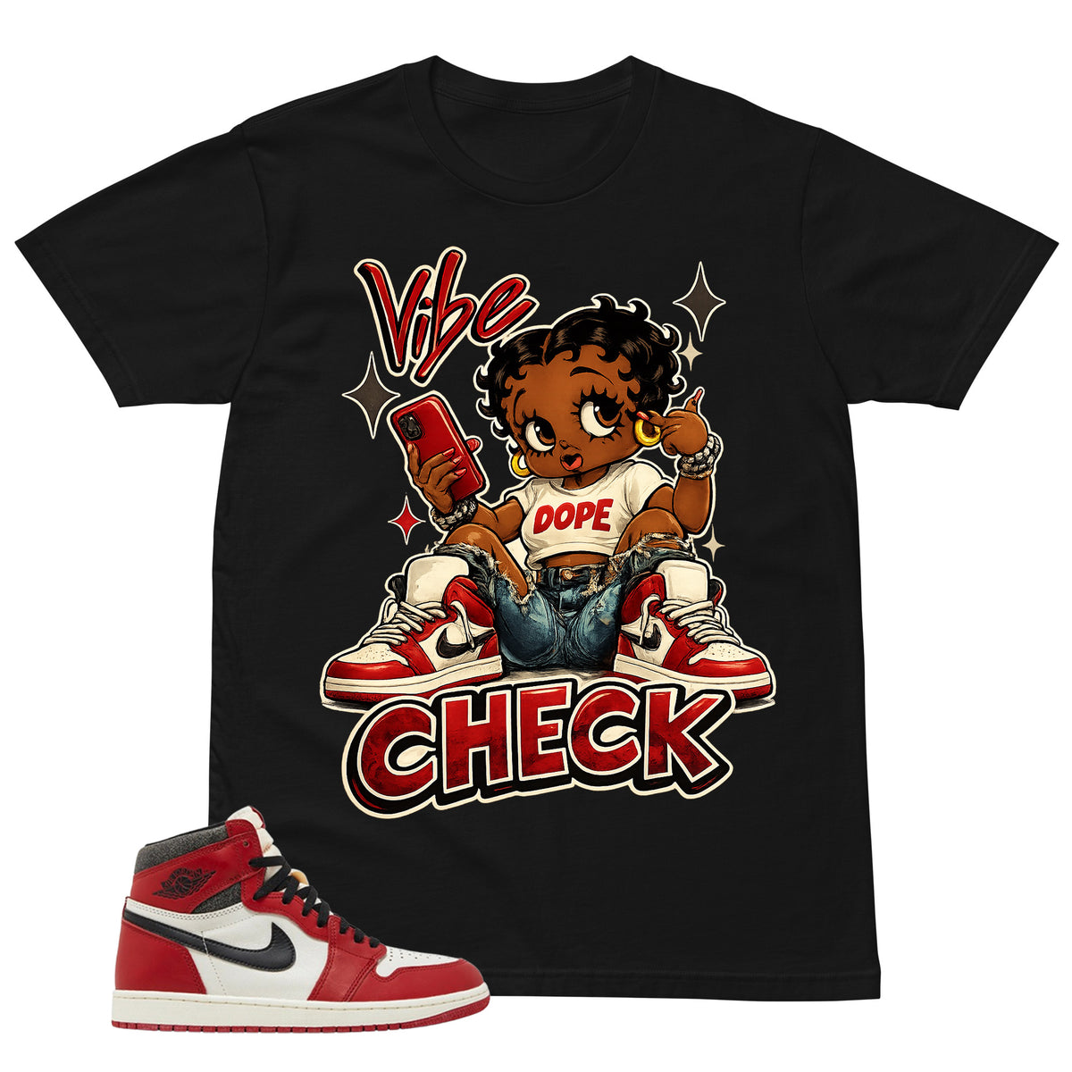 Graphic Tee Vibe Check Shirt - to Matching Air Jordan 1 Chicago Lost & Found | Zadago