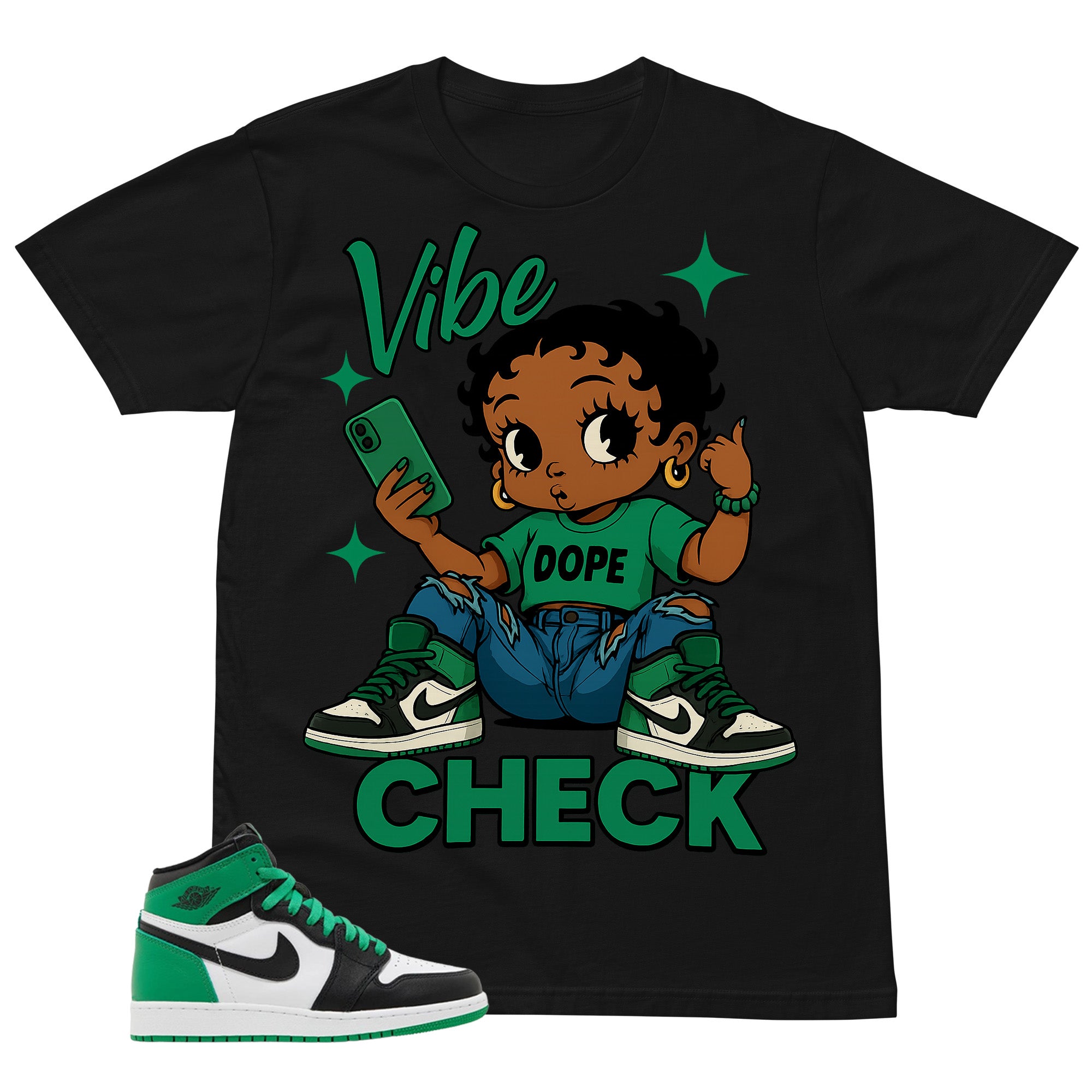 Graphic Tee Vibe Check Shirt - to Matching Air Jordan 1 Lucky Green | Zadago