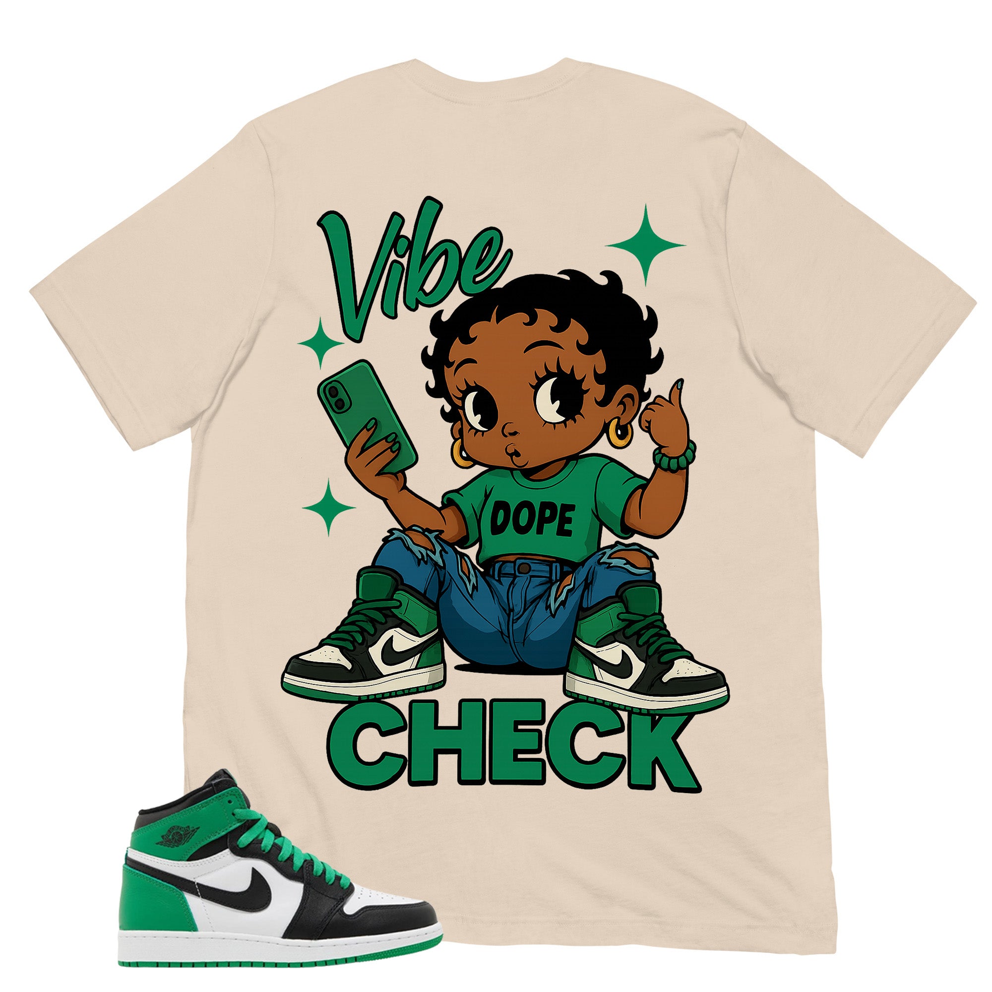 Graphic Tee Vibe Check Shirt - to Matching Air Jordan 1 Lucky Green | Zadago