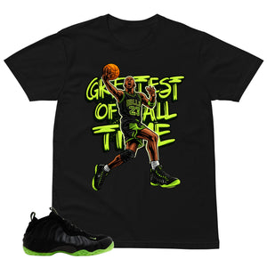 Greatest Of All Time Shirt - Match Air Foamposite One Black Volt