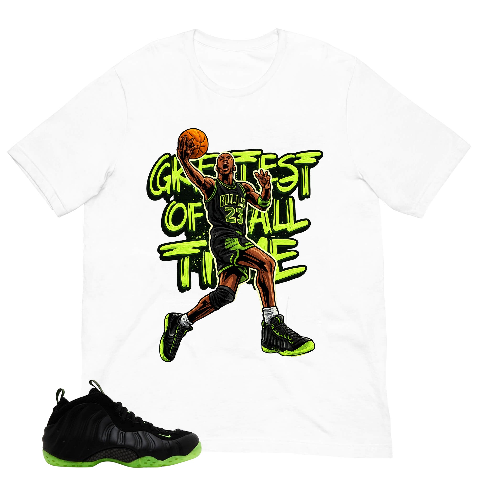 Greatest Of All Time Shirt - Match Air Foamposite One Black Volt