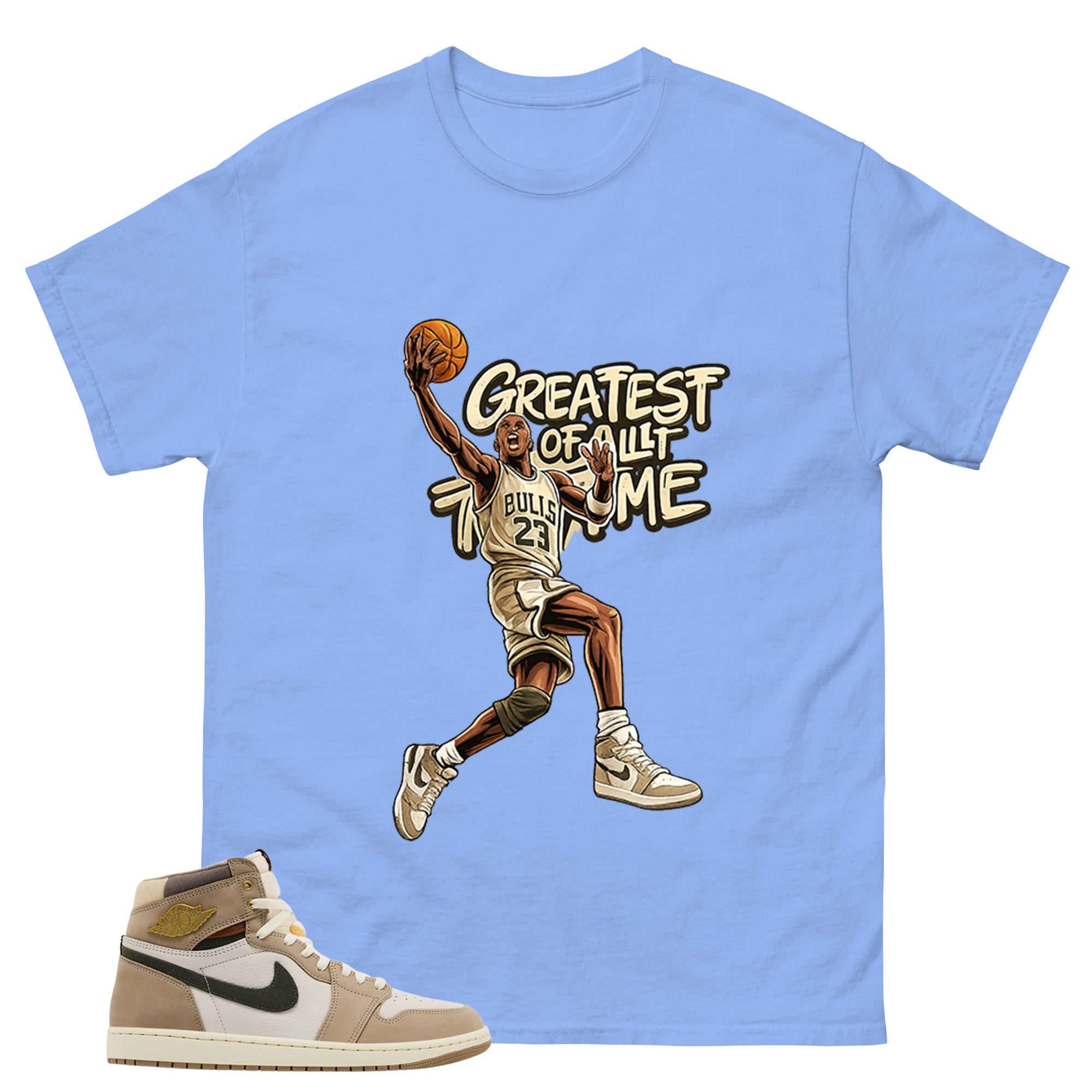 Greatest Of All Time Shirt - Match Cream Wmns Air Jordan 1 Khaki