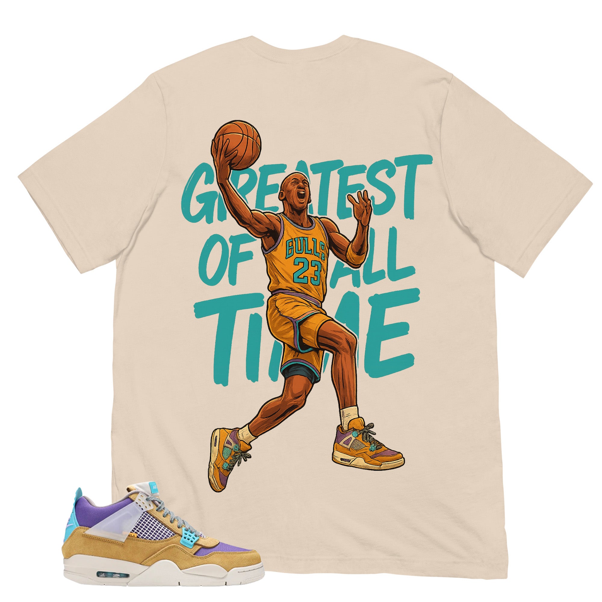 Greatest Of All Time Shirt - Match Union LA x Air Jordan 4 Desert Moss