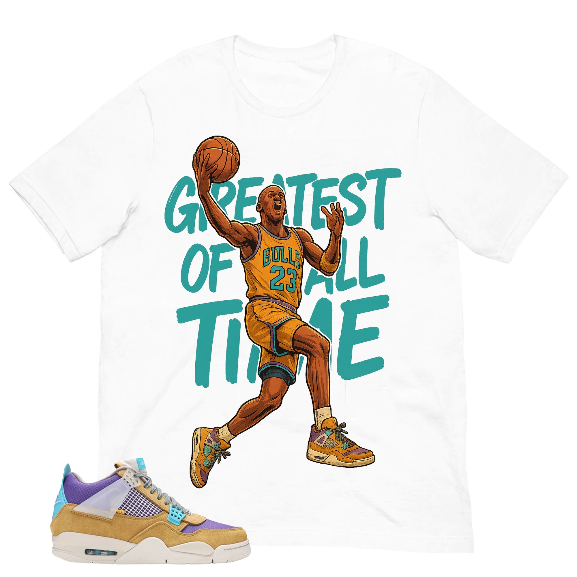 Greatest Of All Time Shirt - Match Union LA x Air Jordan 4 Desert Moss