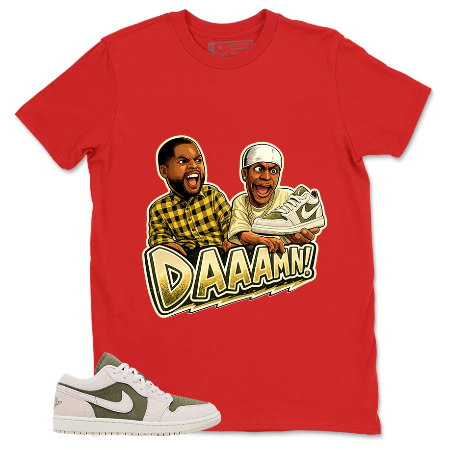 Green Medium Olive 1s Zadago Shirt Daaamn Sneaker Graphic