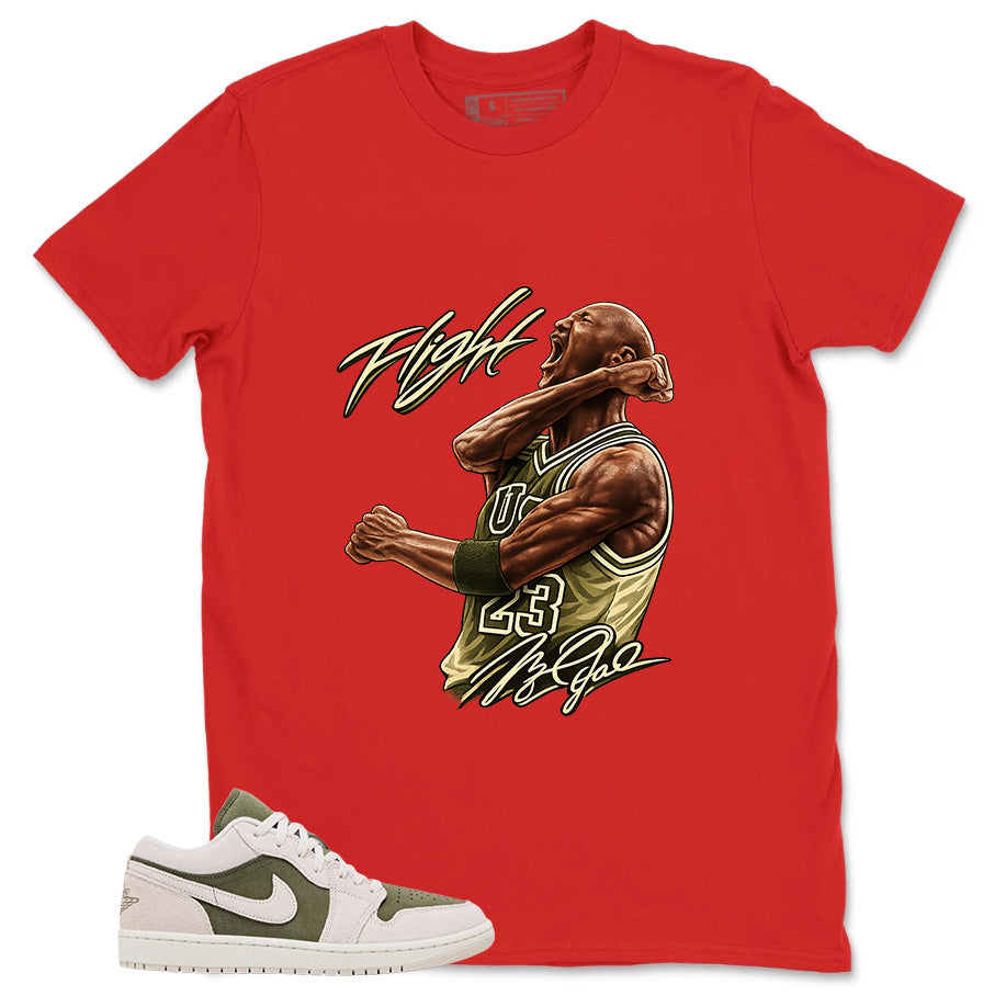 Green Medium Olive 1s Zadago Shirt Flight Victory MJ Graphic