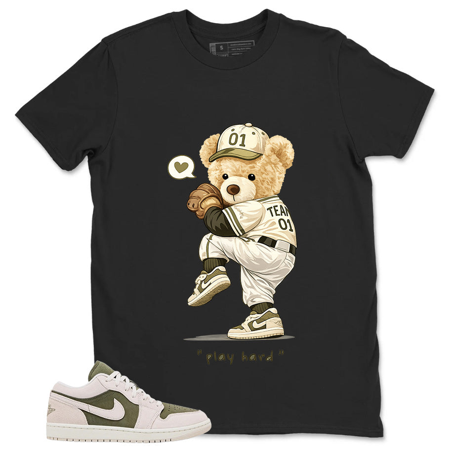 Green Medium Olive 1s Zadago Shirt Play Hard Bear Graphic