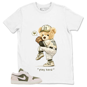 Green Medium Olive 1s Zadago Shirt Play Hard Bear Graphic