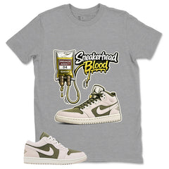 Green Medium Olive 1s Zadago Shirt Sneakerhead Blood Graphic