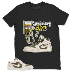 Green Medium Olive 1s Zadago Shirt Sneakerhead Blood Graphic
