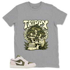 Green Medium Olive 1s Zadago Shirt Trippy Skull Graphic
