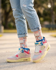 Guava Ice Socks – Union LA x Air Jordan 4 Retro Inspired Mid-Calf Unisex Crew Socks