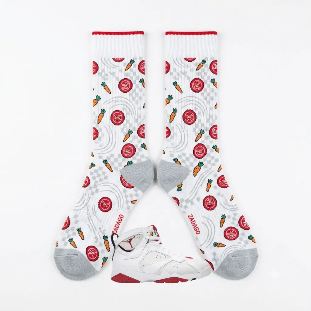 Hare Sneaker Match Socks – Air Jordan 7 Retro 2015 Hare Inspired Mid-Calf Crew Socks