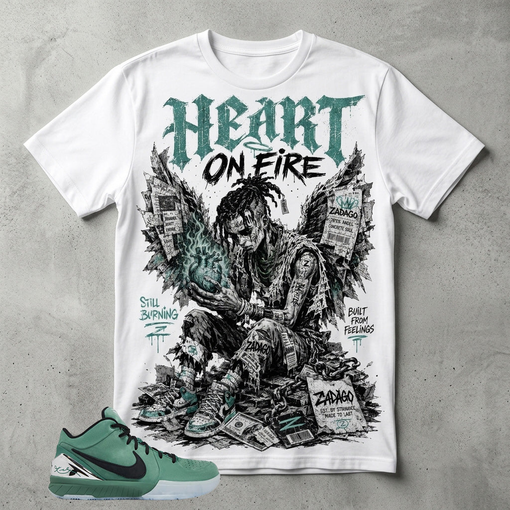 Heart On Fire Graphic Tee - Shirt To Match Kobe 4 Protro Girl Dad