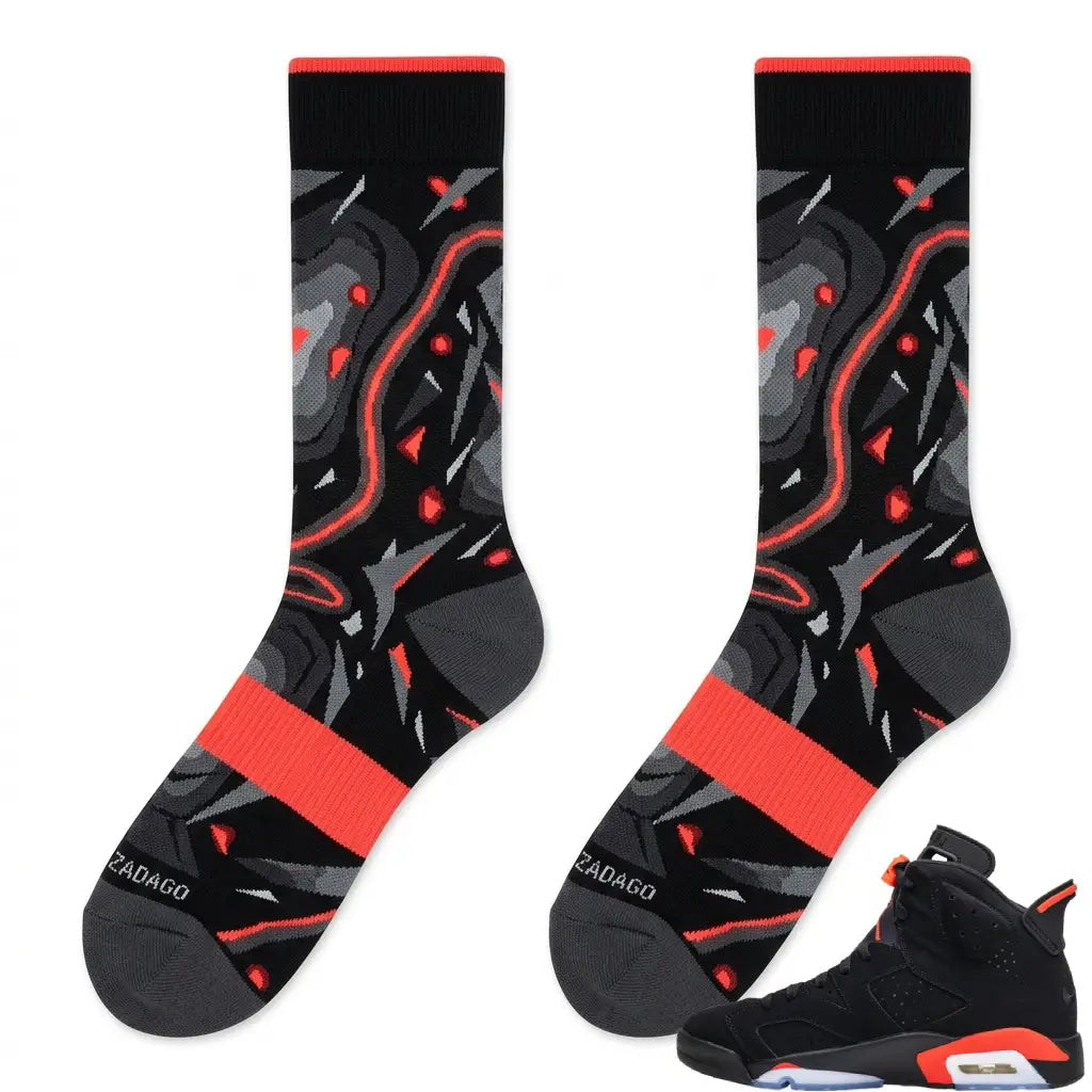 Infrared Socks – Air Jordan 6 Retro Inspired Mid-Calf Unisex Crew Socks