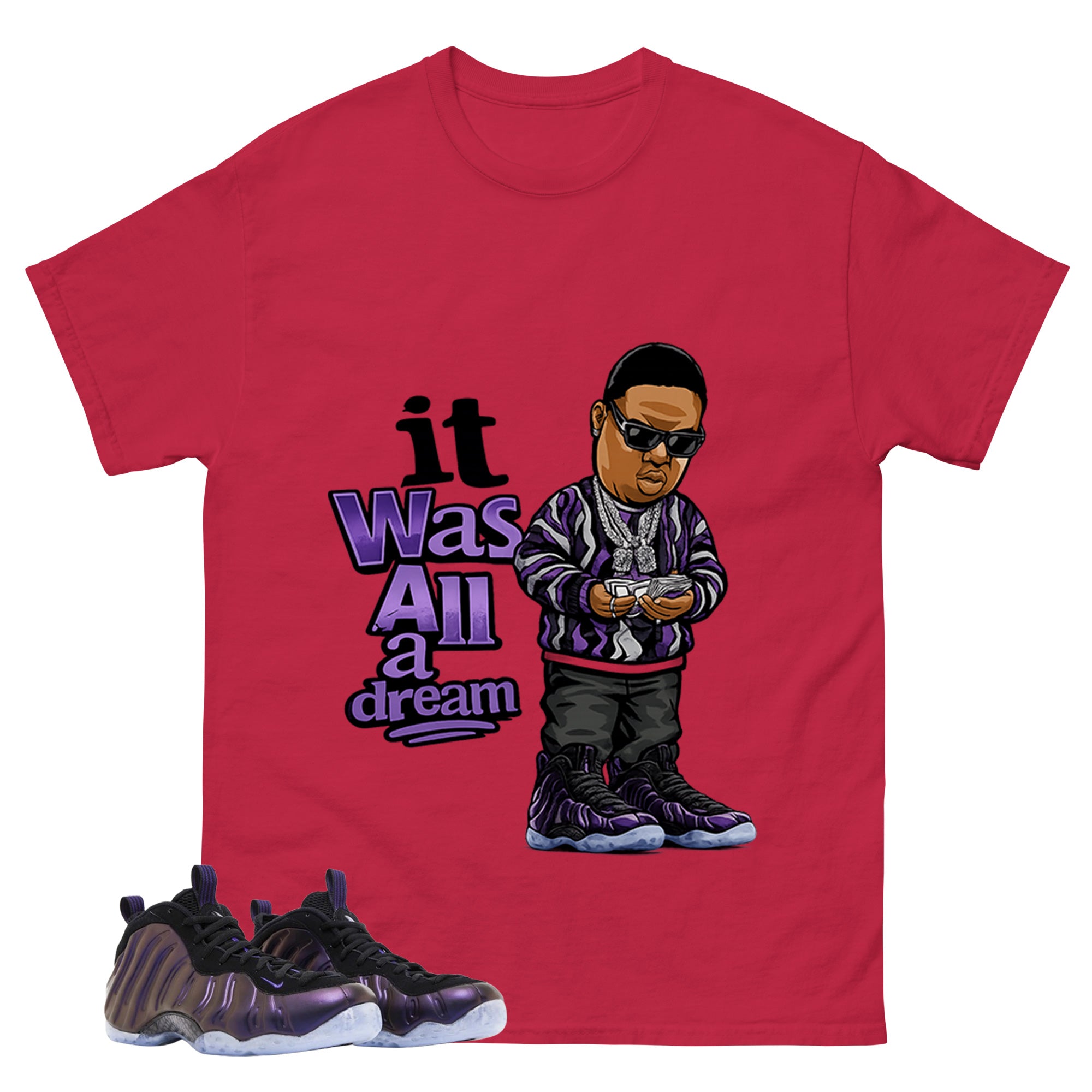 It Was All A Dream Graphic Tee, Shirt to Match Air Foamposite One Eggplant, Air Foamposite Unisex Purple Shirt