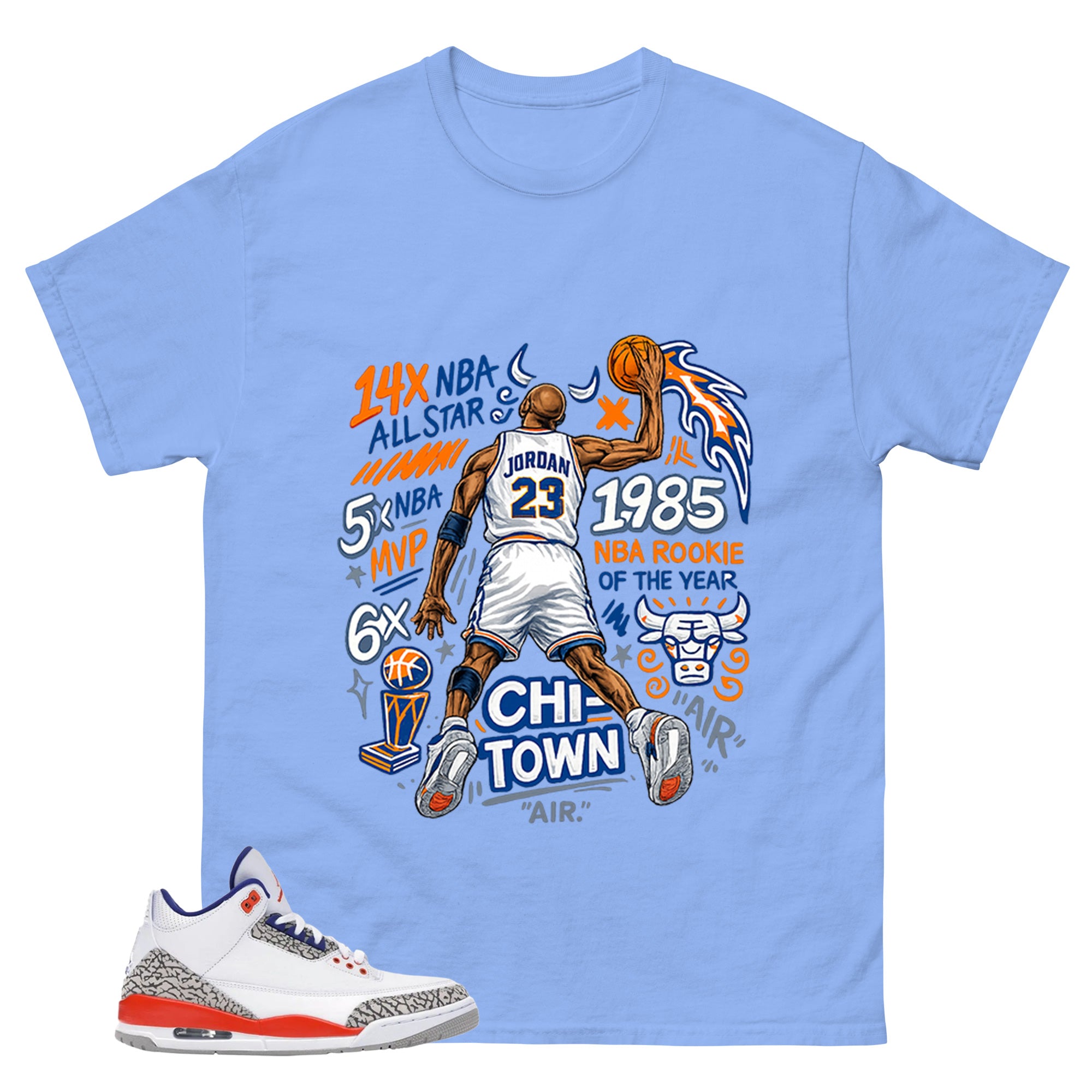 Jordan 23 All Star Shirt - Match Blue Air Jordan 3 Knicks