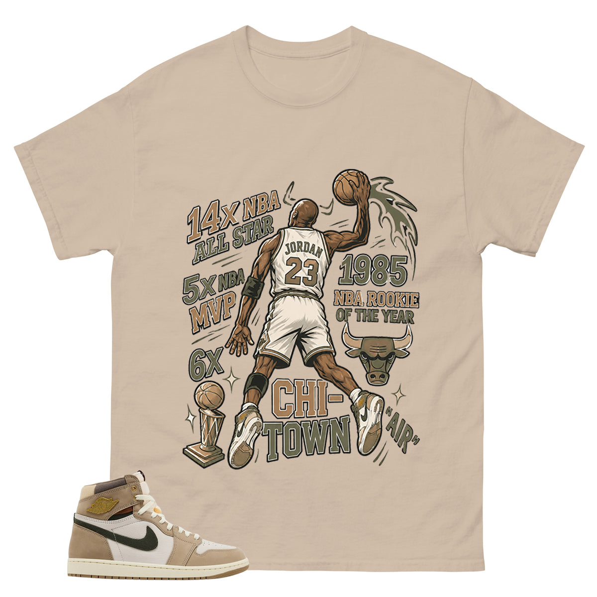 Jordan 23 All Star Shirt - Match Cream Air Jordan Wmns 1 Khaki