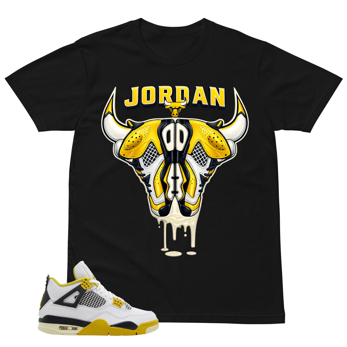 Jordan Bull Head Shirt - Match Air Jordan 4 Vivid Sulfur