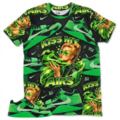 Kiss My Airs All Over Print Shirt Match Travis Scott x Air Jordan Jumpman Green Spark