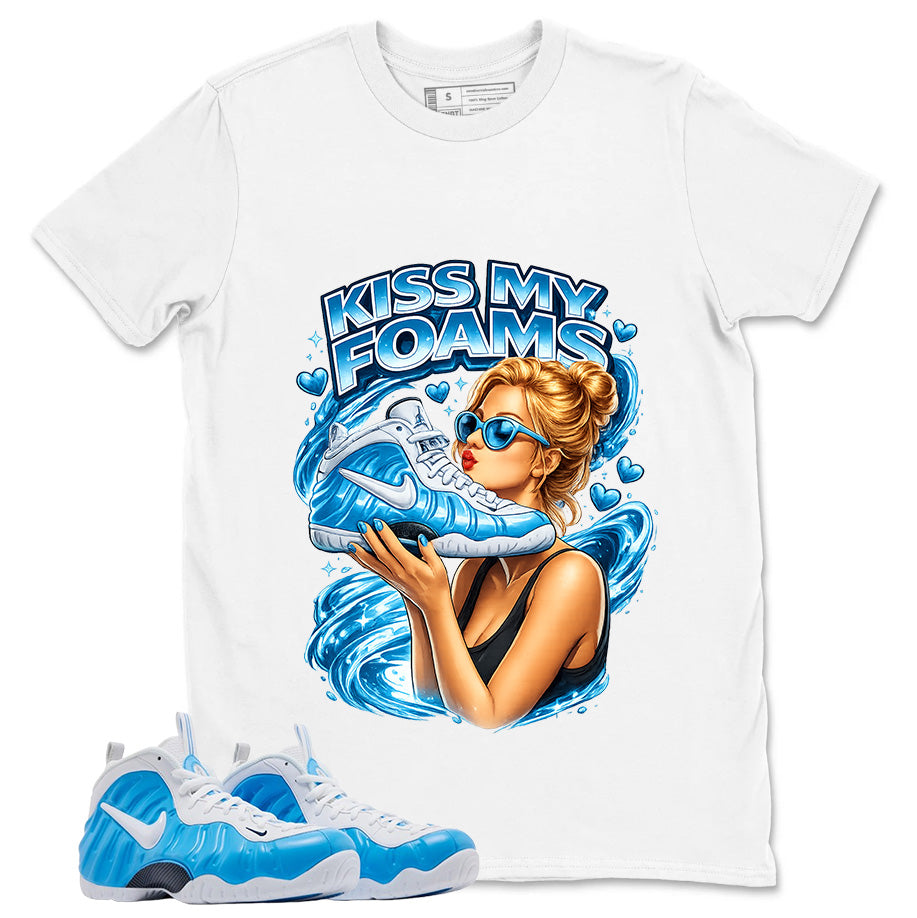 Kiss My Foams Graphic Tee, Shirt to Match Air Foamposite Pro University Blue, Air Foamposite Unisex Blue Shirt