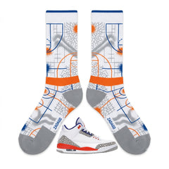 Knicks Sneaker Match Socks – Air Jordan 3 Inspired Mid-Calf Crew Socks
