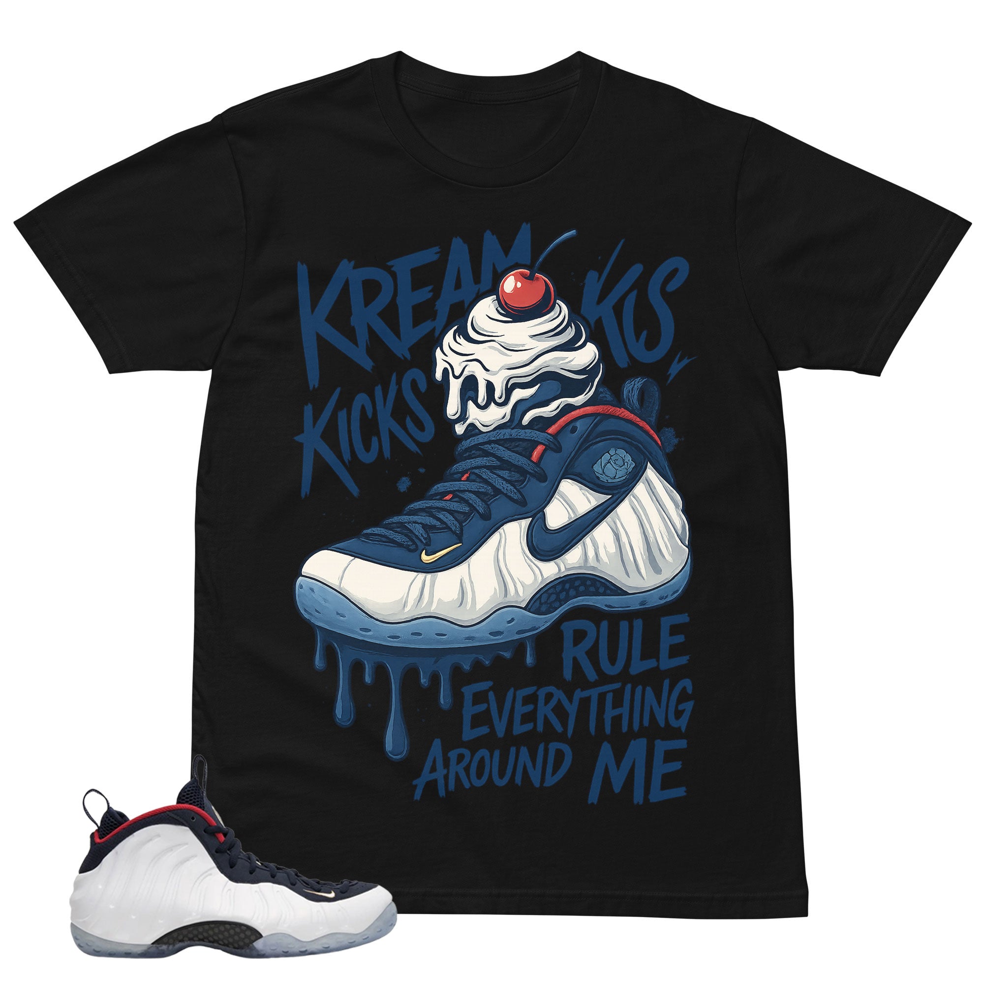 Kream Kicks Shirt - Match Air Foamposite One PRM Olympic