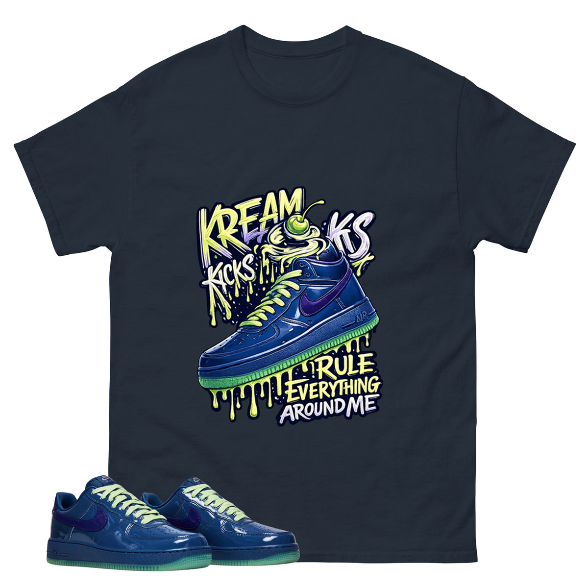 Kream Kicks Graphic Tee, Shirt to Match Air Force 1 Mystic Navy, Air Force 1 Unisex Shirt