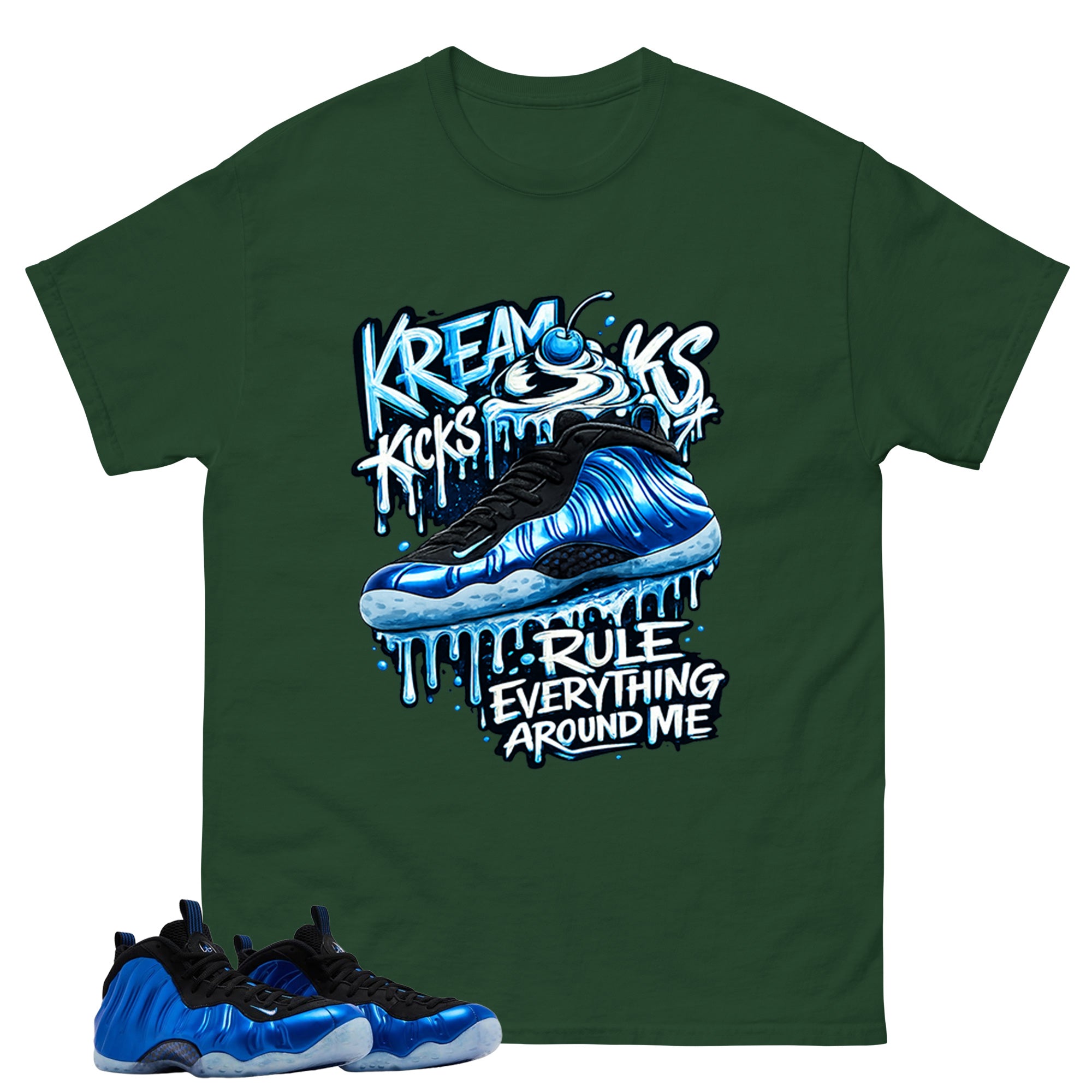 Kream Kicks Shirt - Match Air Foamposite One Royal