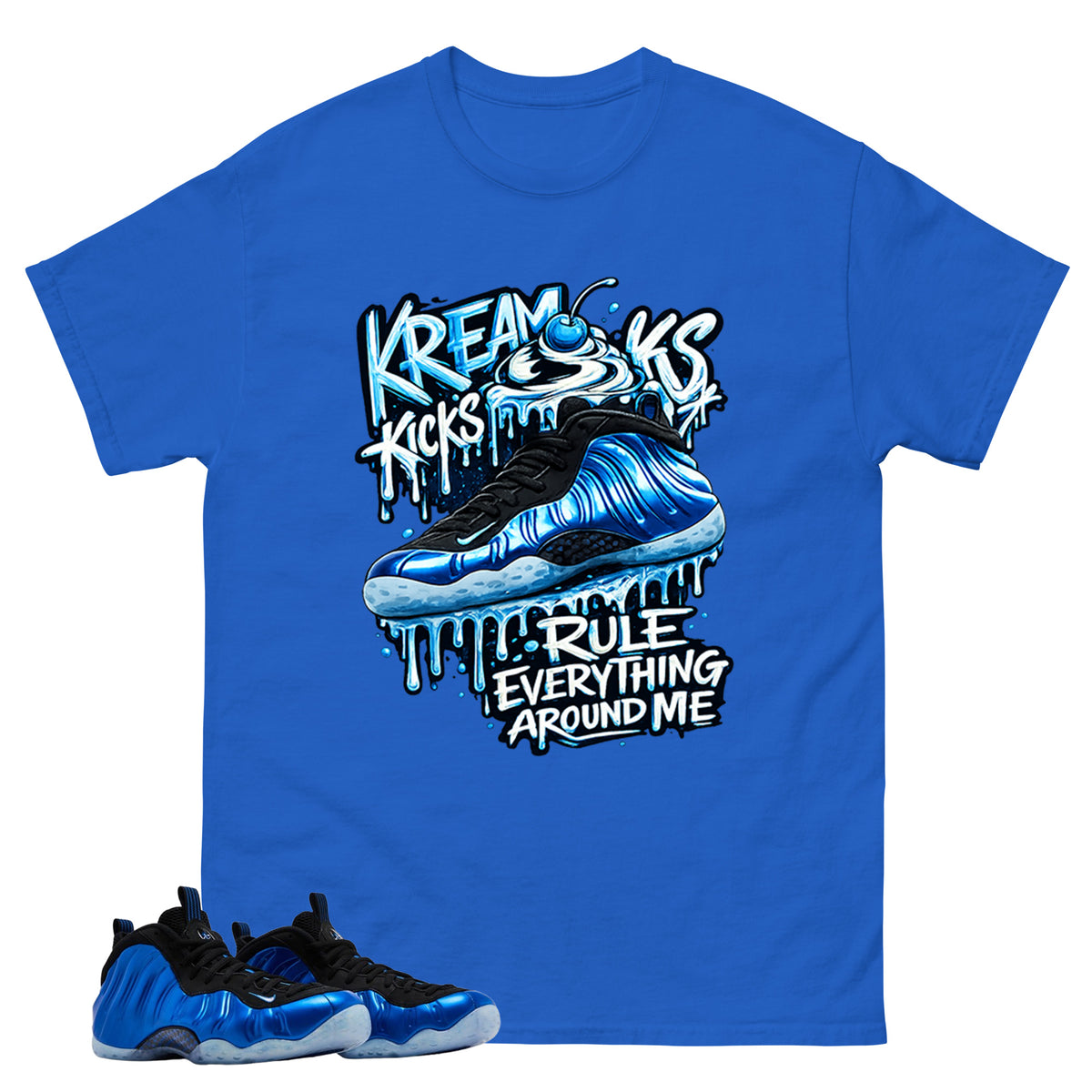 Kream Kicks Shirt - Match Air Foamposite One Royal