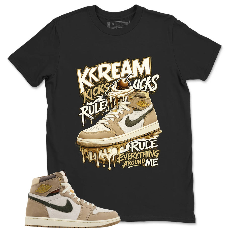 Kream Kicks Shirt - Match Cream Wmns Air Jordan 1 Khaki