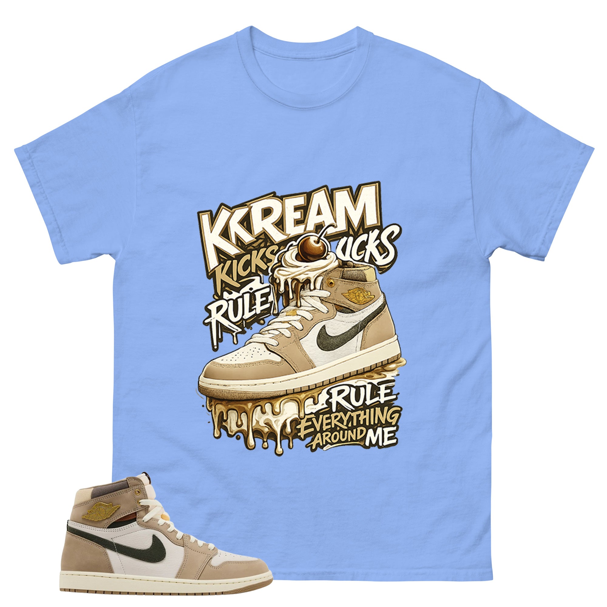 Kream Kicks Shirt - Match Cream Wmns Air Jordan 1 Khaki