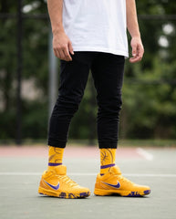 Lakers Draft Day Sneaker Match Socks – Kobe 4 Protro Inspired Mid-Calf Unisex Crew Socks