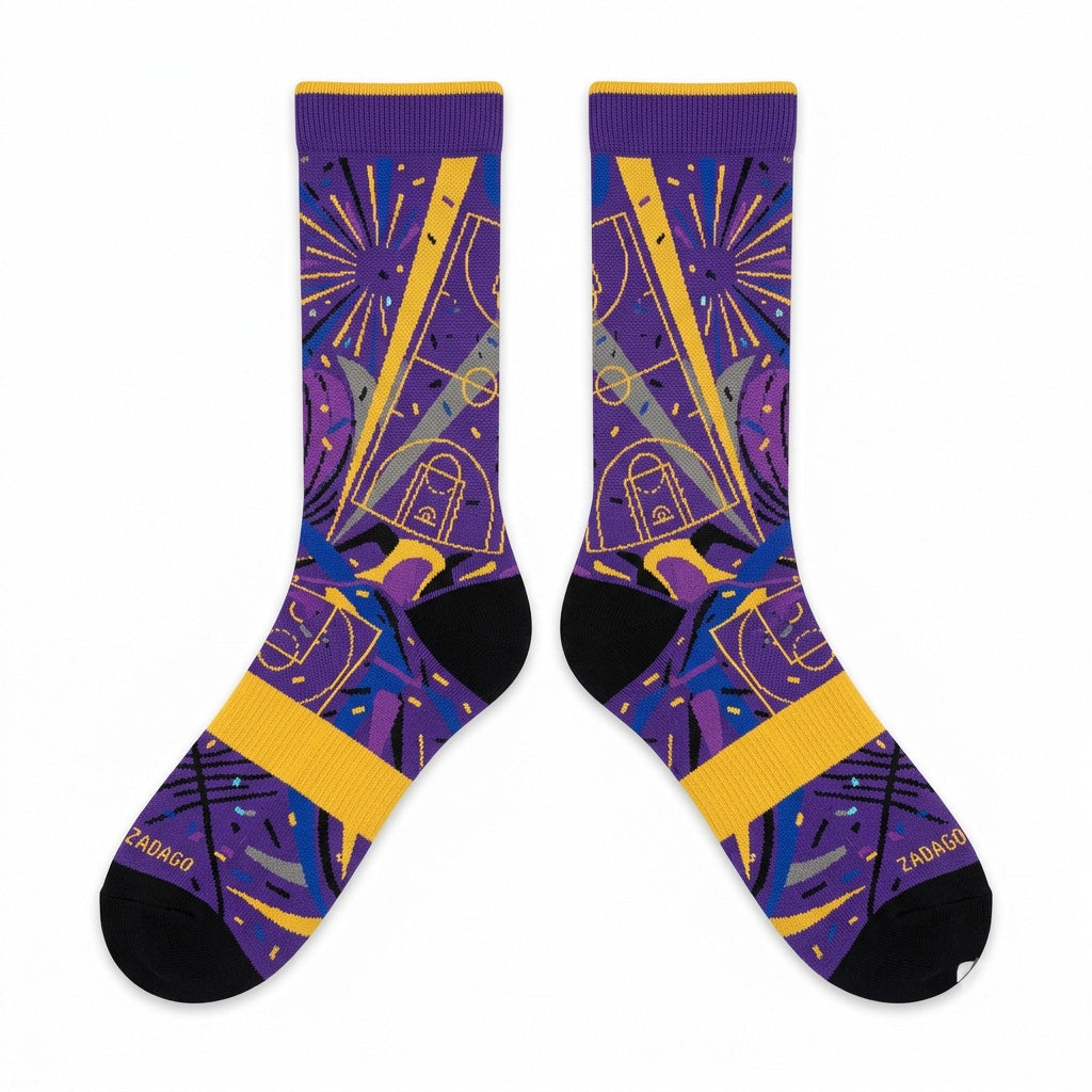 Lakers Socks – Air Jordan 4 Inspired Mid-Calf Unisex Crew Socks
