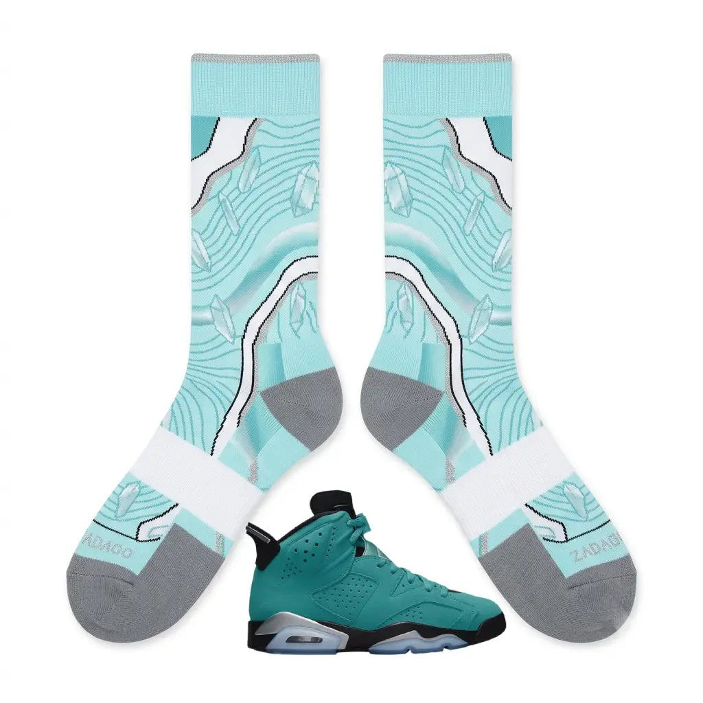 Light Aqua Socks – Air Jordan 6 Retro Inspired Mid-Calf Unisex Crew Socks