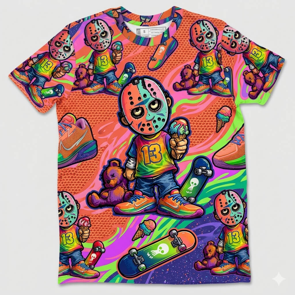 Little Jason All Over Print Shirt Match Dylan Harper x Air Zoom GT Cut Tri-State